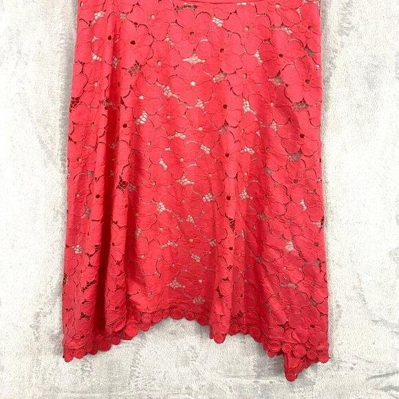 Adrianna Papell Midi Floral Lace Dress Sz‎ 12 Pink Sleeveless Sundress Sharkbite - Picture 4 of 15